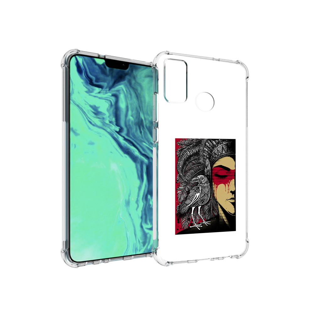 

Чехол MyPads Tocco для Huawei 9X Lite девушка с вороном в абстракции, Прозрачный, Tocco