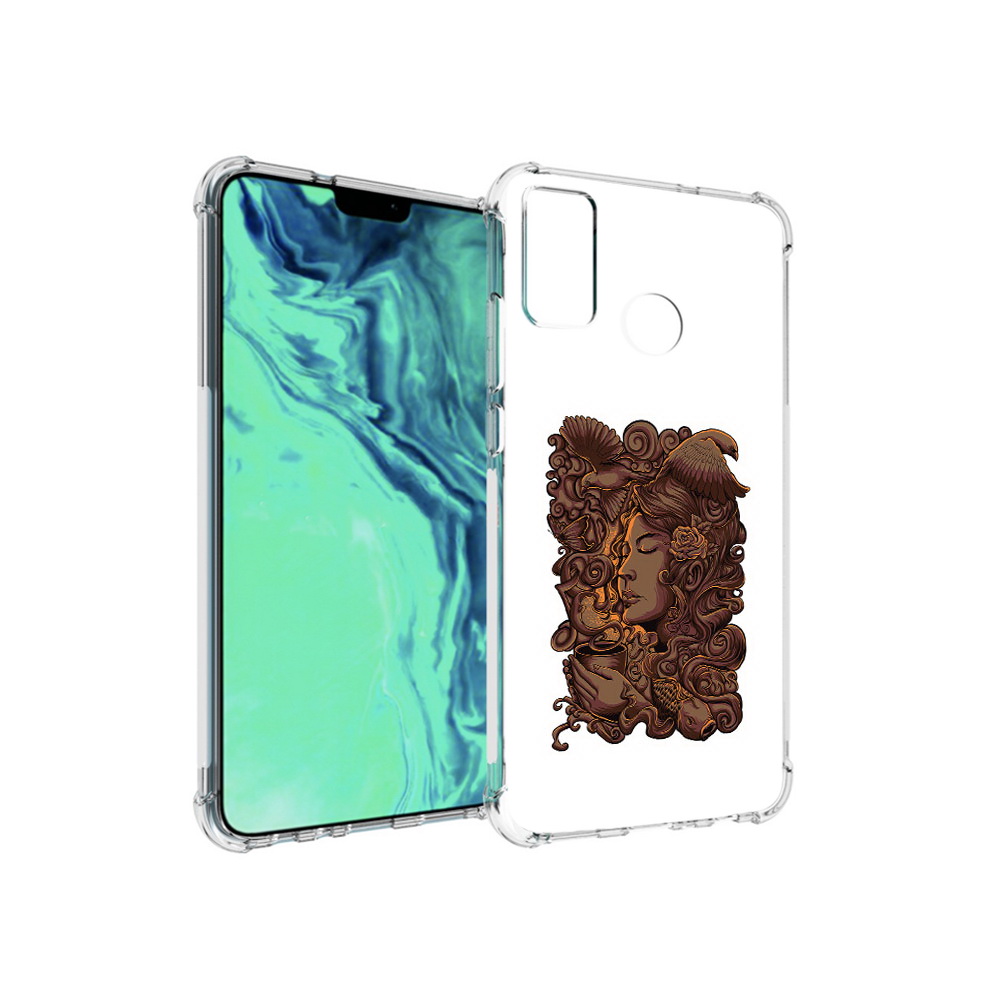 

Чехол MyPads Tocco для Huawei 9X Lite девушка с длинными волосами абстракция, Прозрачный, Tocco