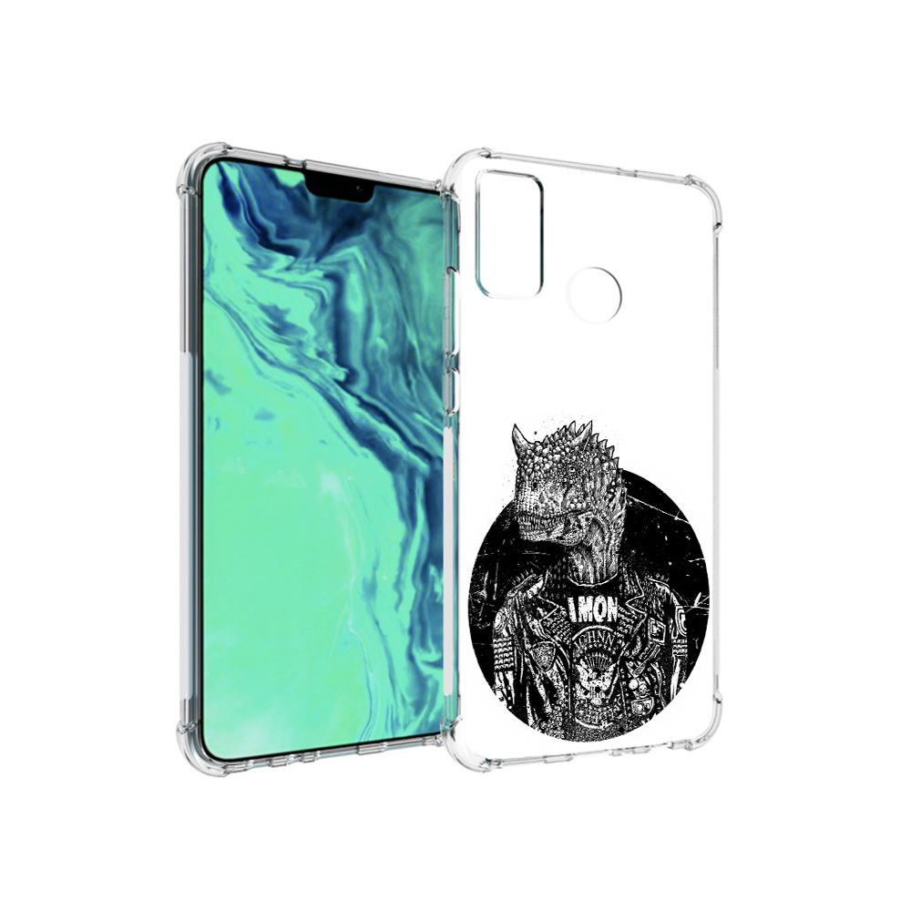 

Чехол MyPads Tocco для Huawei 9X Lite динозавр в куртке, Прозрачный, Tocco