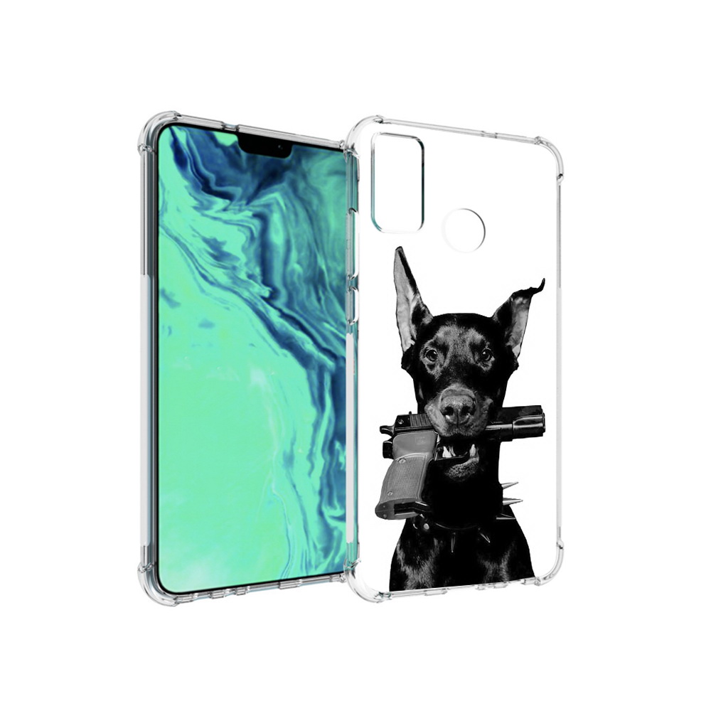

Чехол MyPads Tocco для Huawei 9X Lite доберман с пистолетом, Прозрачный, Tocco