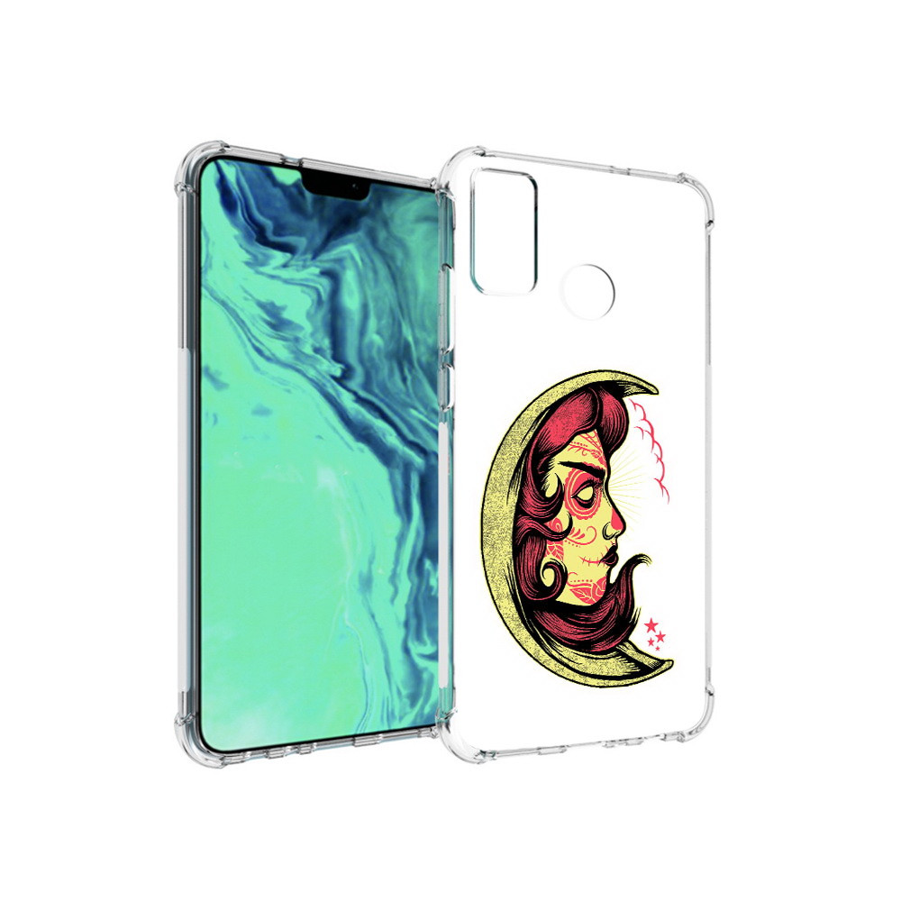 

Чехол MyPads Tocco для Huawei 9X Lite желтый полумесяц с лицом девушки, Прозрачный, Tocco