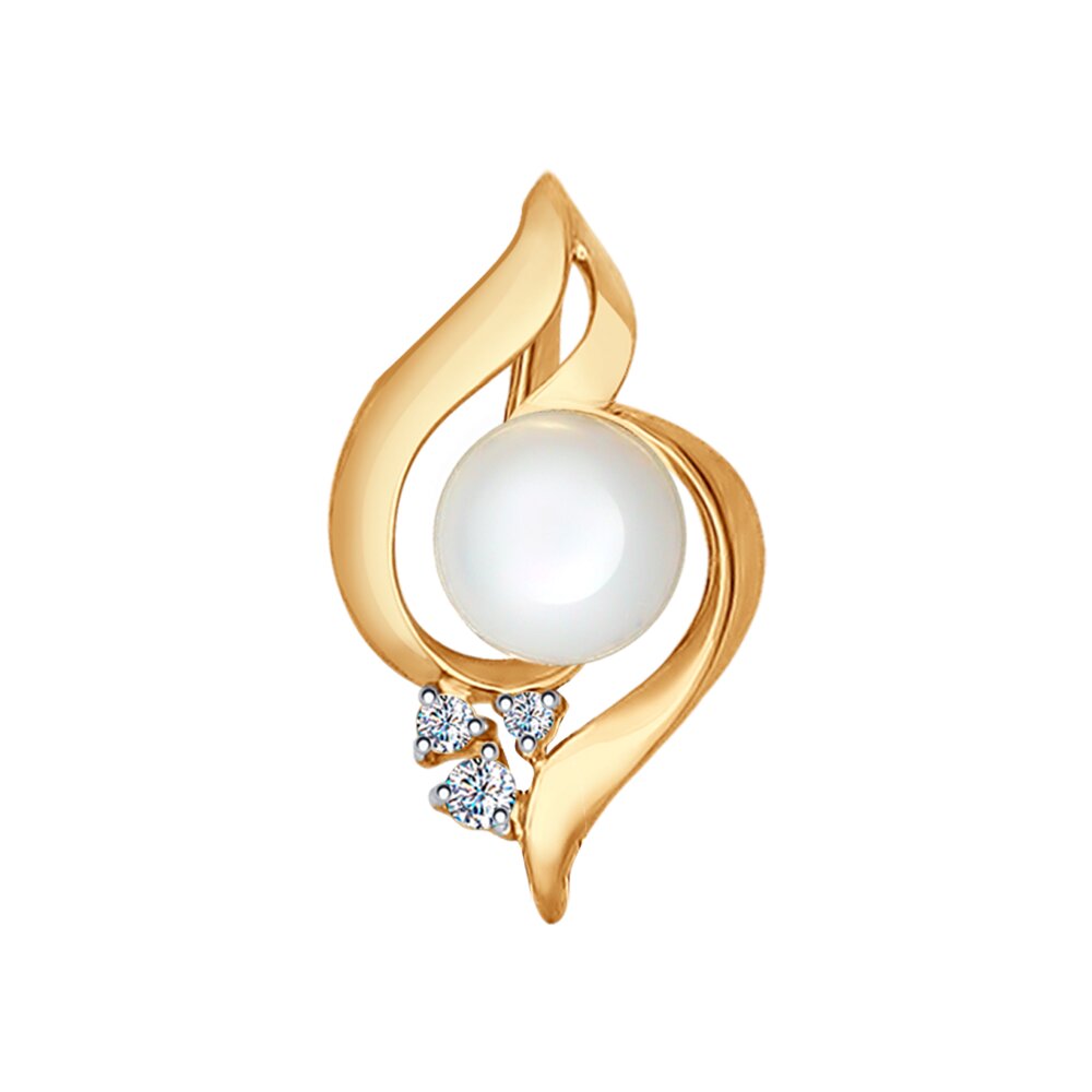 

Кулон из красного золота SOKOLOV 793028, фианит/жемчуг культивированный, 793028