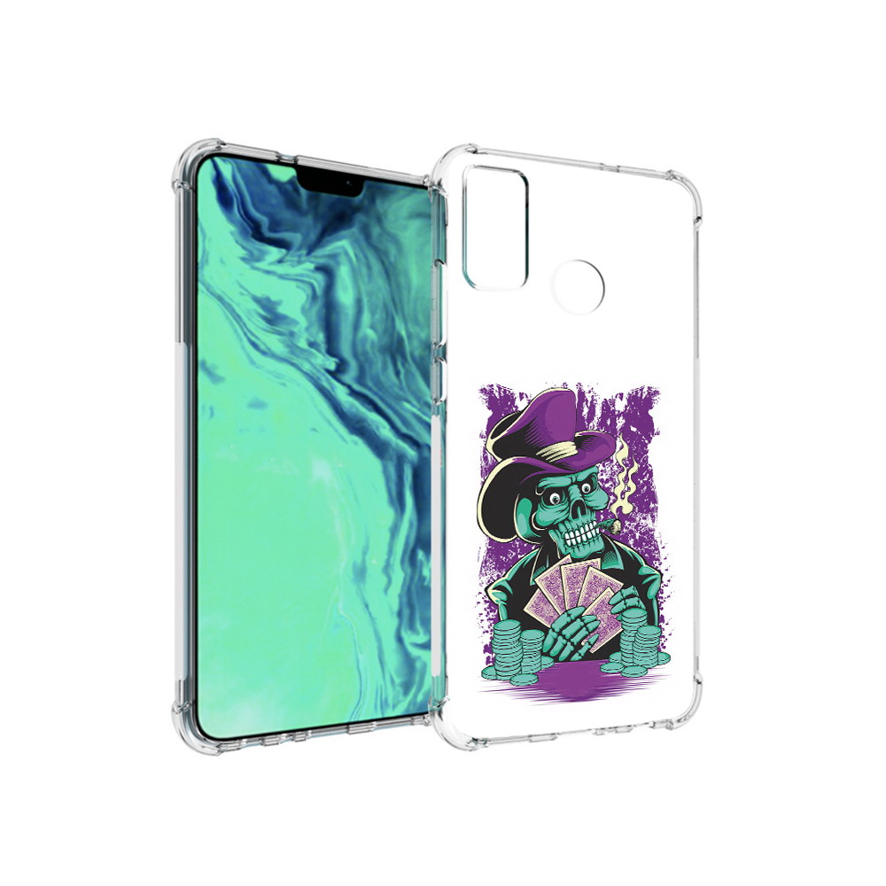 

Чехол MyPads Tocco для Huawei 9X Lite зеленый череп с картами, Прозрачный, Tocco