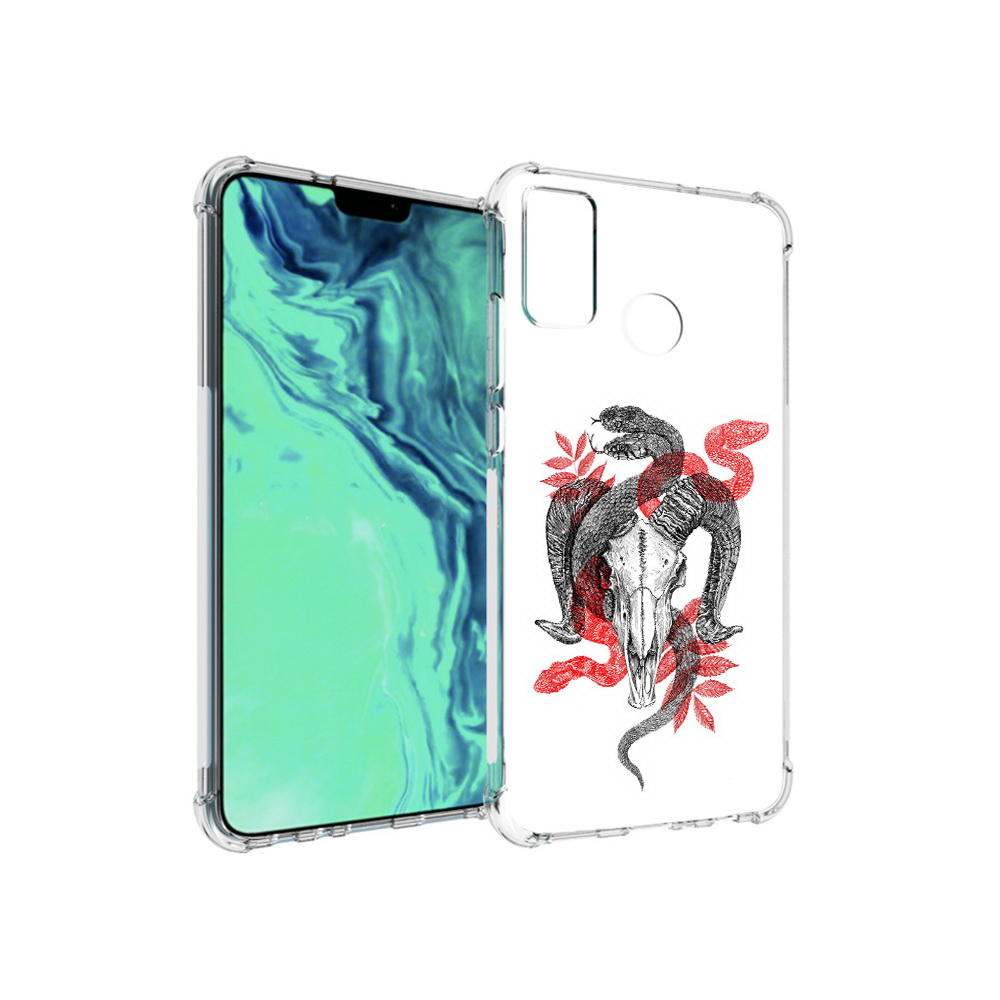 

Чехол MyPads Tocco для Huawei 9X Lite змея в черепе рисунок, Прозрачный, Tocco