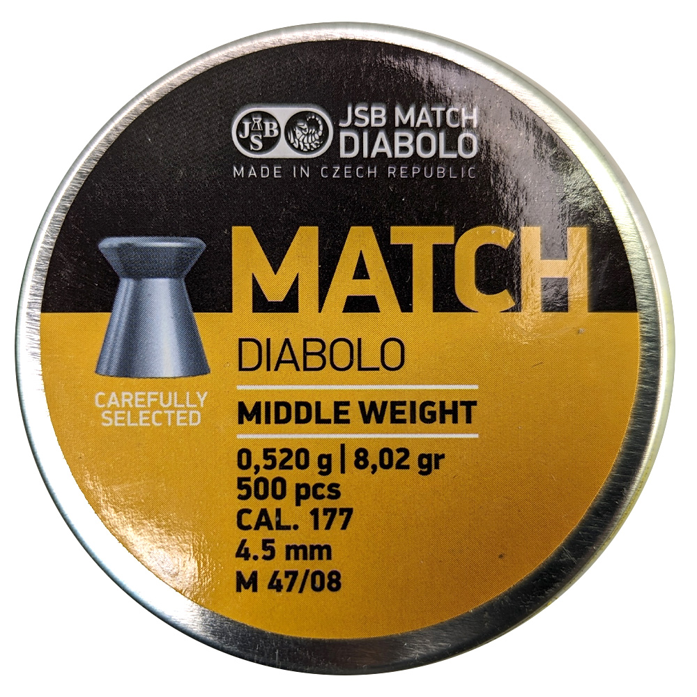 Пули для пневматики JSB Match Diabolo Middle 0,52гр. калибр 4,5мм (500шт)