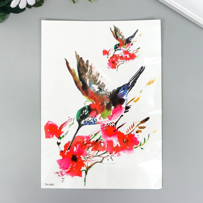 

Татуировка на тело цветная Колибри 21х15 см, Разноцветный