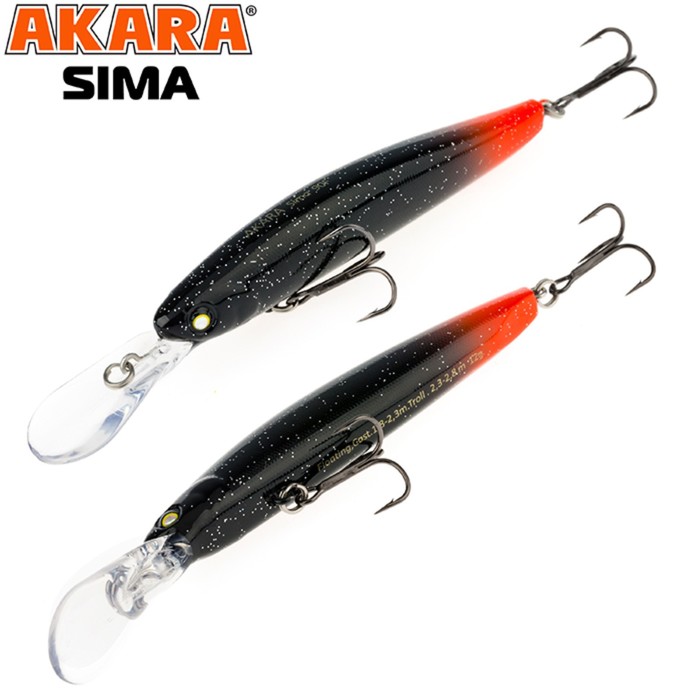 

Воблер Akara Sima 90F, цвет A159, длина 9 см, 12 гр., Черный;красный