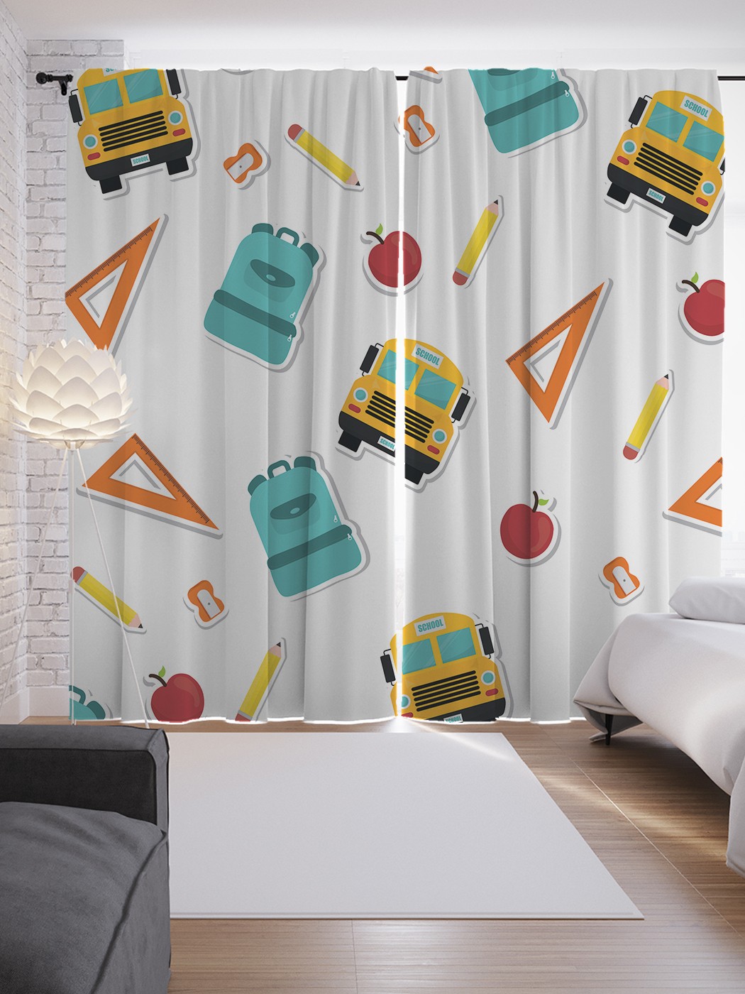 

Шторы с фотопечатью JoyArty "Школьные принадлежности" из сатена, 290х265 см, Школьные принадлежности