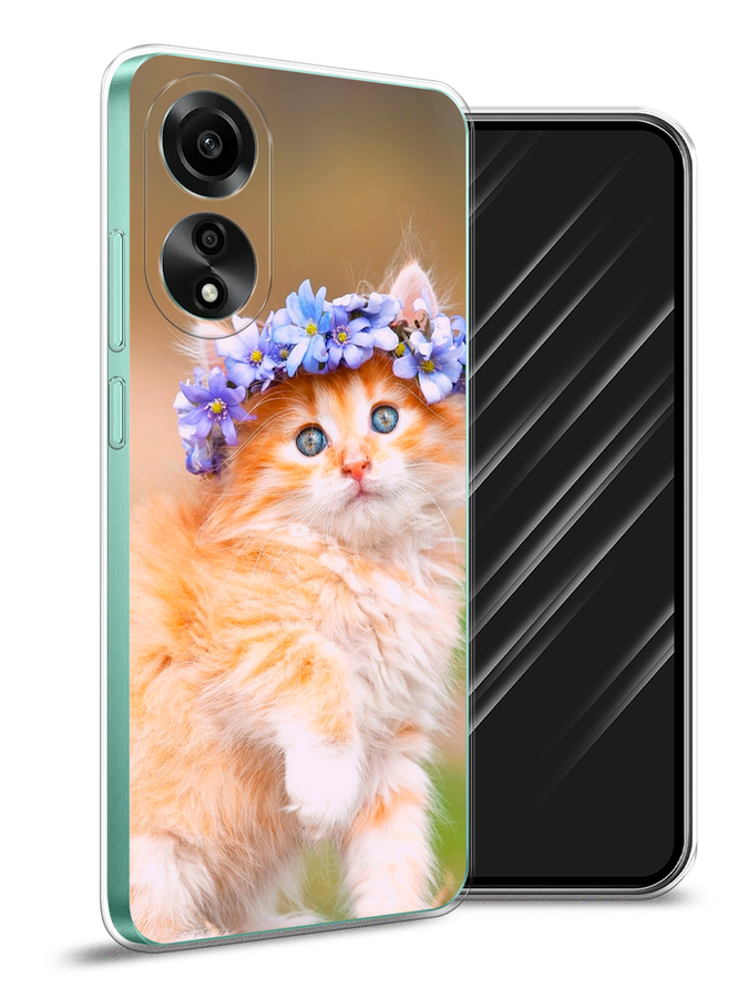 

Чехол Awog на Oppo A78 4G "Рыжий кот в венке", Коричневый;синий, 2514750-1