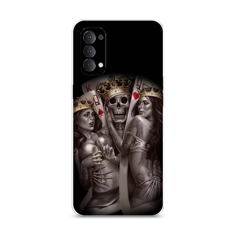 

Чехол на Oppo Reno 4 4G "Карты король и королевы", Серый;желтый, 259450-6