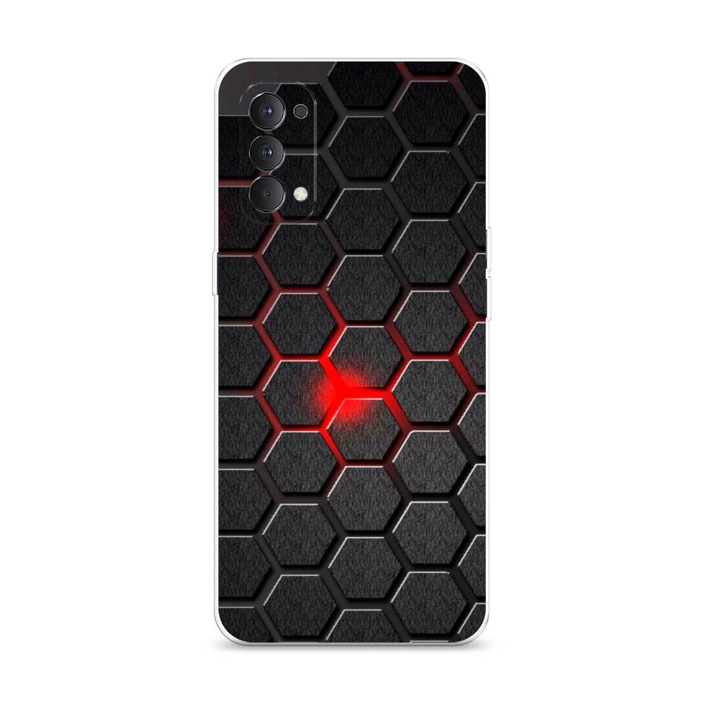 

Чехол на Oppo Reno 4 4G "Соты красные", Красный;черный;серый, 259450-3