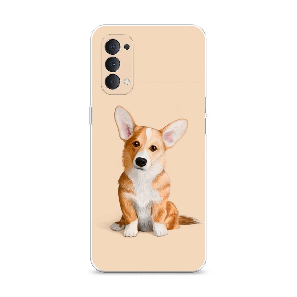 

Чехол на Oppo Reno 4 4G "Грустный Корги", Коричневый;бежевый, 259450-1
