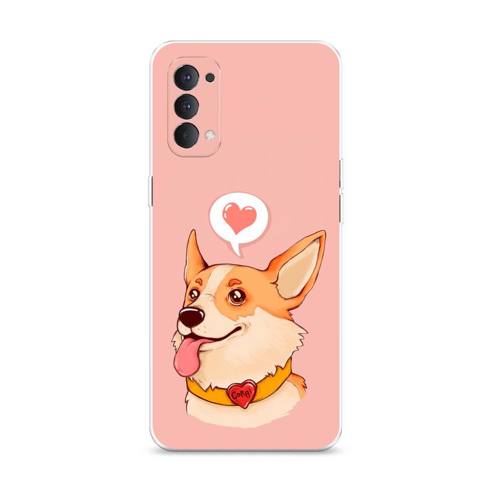 

Чехол на Oppo Reno 4 4G "Корги язык", Розовый;коричневый, 259450-1