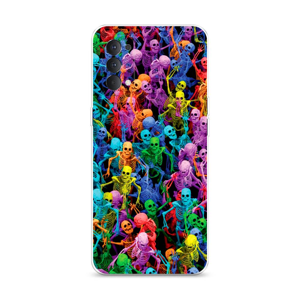 

Чехол на Oppo Reno 4 4G "Вечеринка скелетов", Фиолетовый;желтый;оранжевый, 259450-6