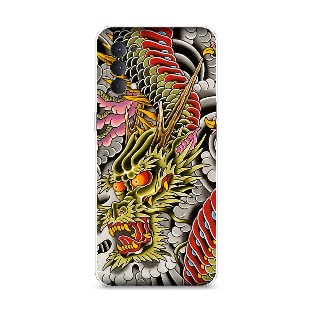 

Чехол на Oppo Reno 4 4G "Японский дракон", Желтый;розовый;красный, 259450-4