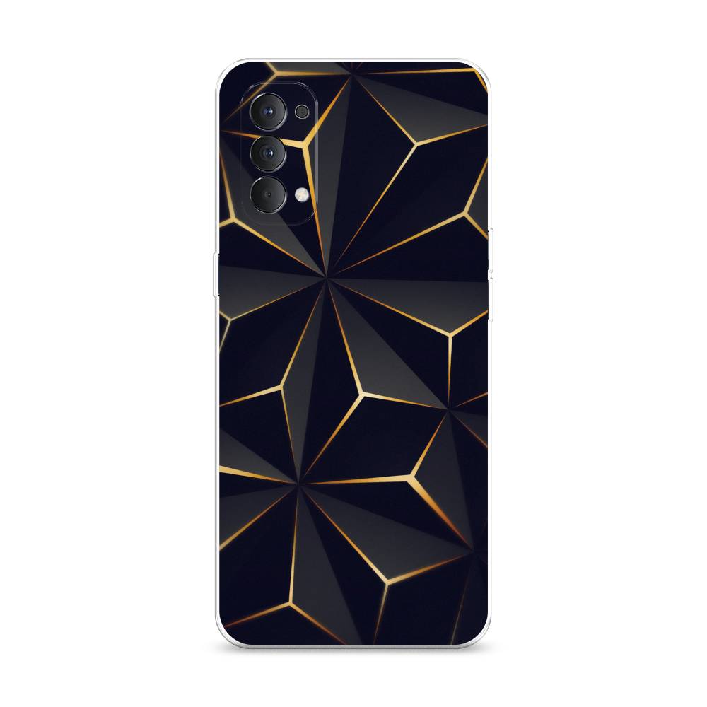 

Чехол на Oppo Reno 4 4G "Черные полигоны", Золотистый;черный, 259450-3