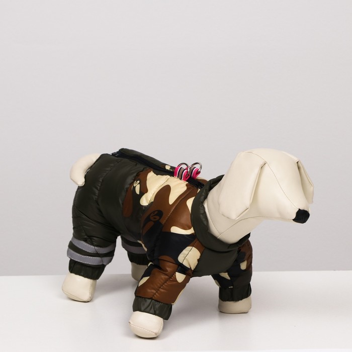 фото Комбинезон для собак камуфляж, размер 12 (дс 28, ог 38, ош 27 см), тёмно-зелёный nobrand