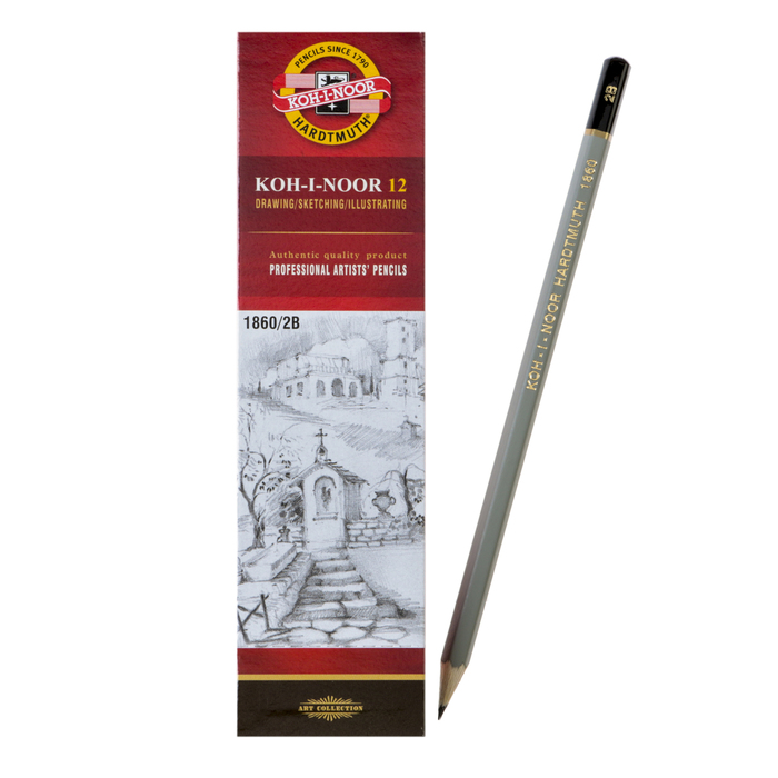 

Карандаш чернографитный KOH-I-NOOR 1860 2B Gold Star, профессиональный 12 шт