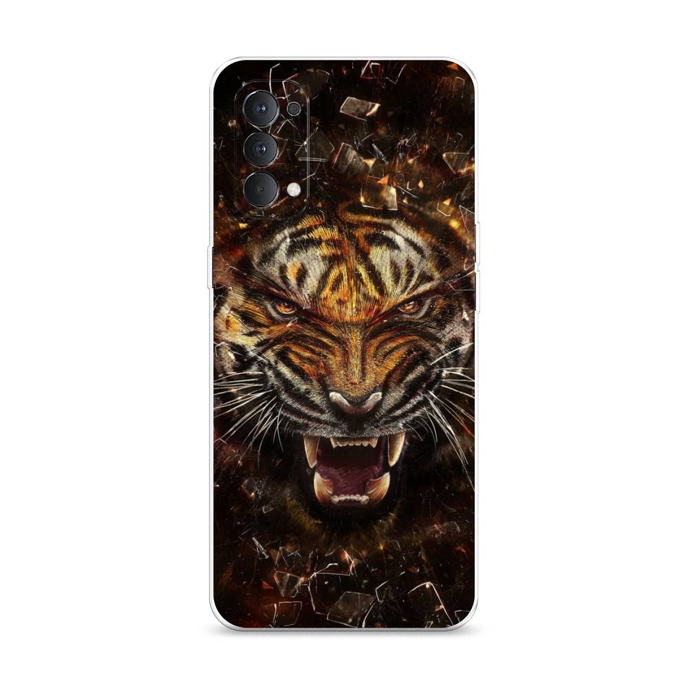 

Чехол на Oppo Reno 4 4G "Тигр осколки", Оранжевый;серый;черный, 259450-1