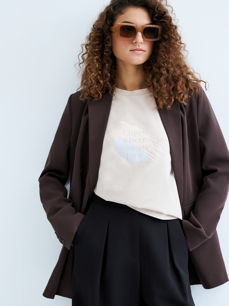 

Футболка женская ZARINA 3224531437 бежевая 2XL, Бежевый, 3224531437