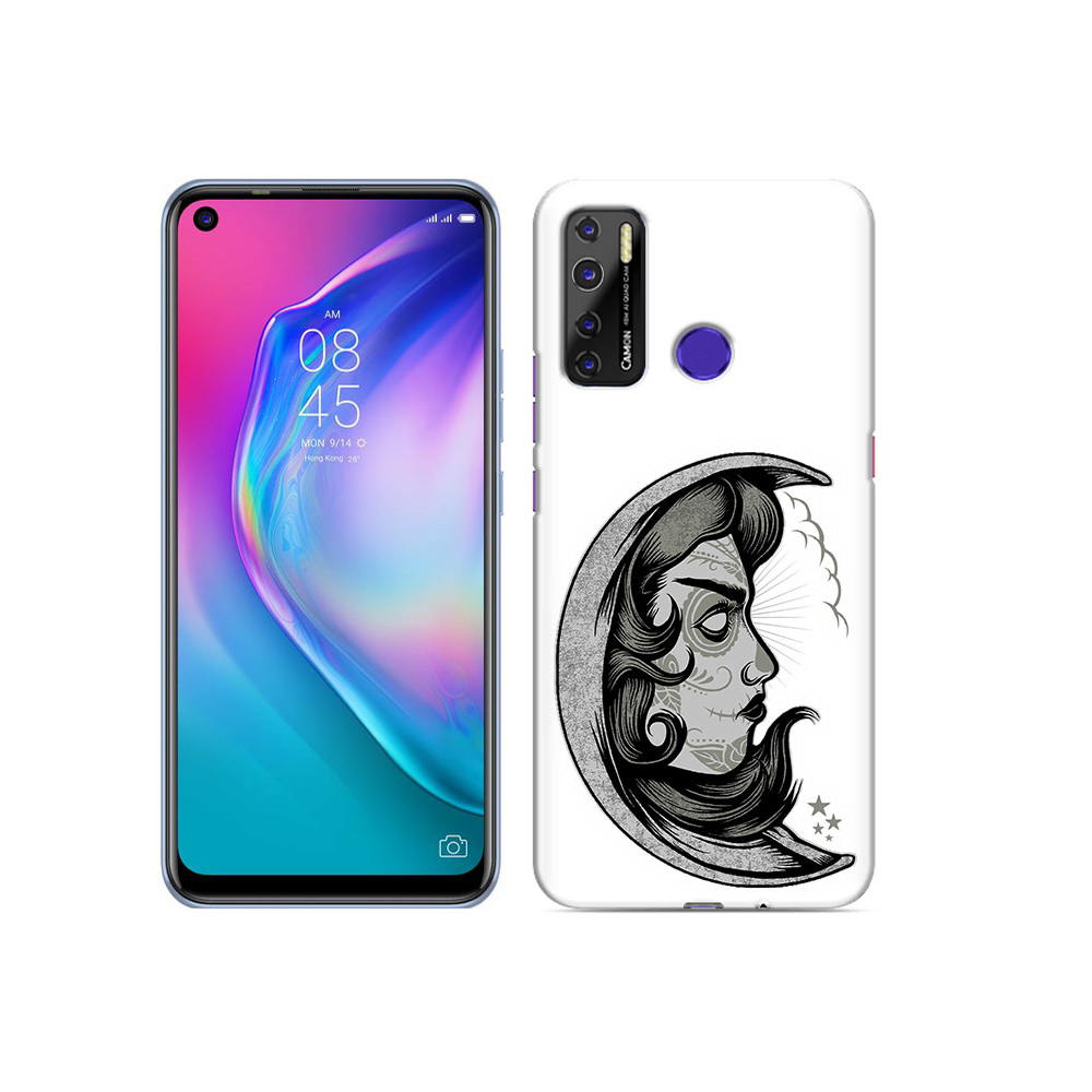

Чехол MyPads Tocco для Tecno Camon 15 черно белая луна с лицом, Прозрачный, Tocco