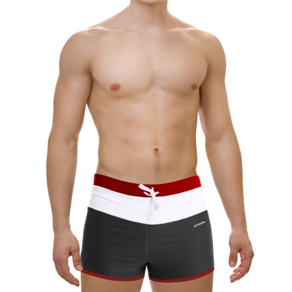 Плавки-шорты Atemi мужские, для бассейна, красно-серые, размер 46