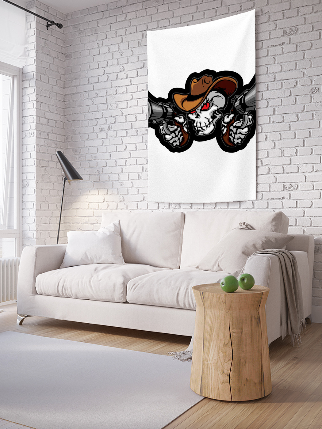 

Вертикальное фотопанно на стену JoyArty Череп-ковбой с револьвером 100x150 см, Череп-ковбой с револьвером