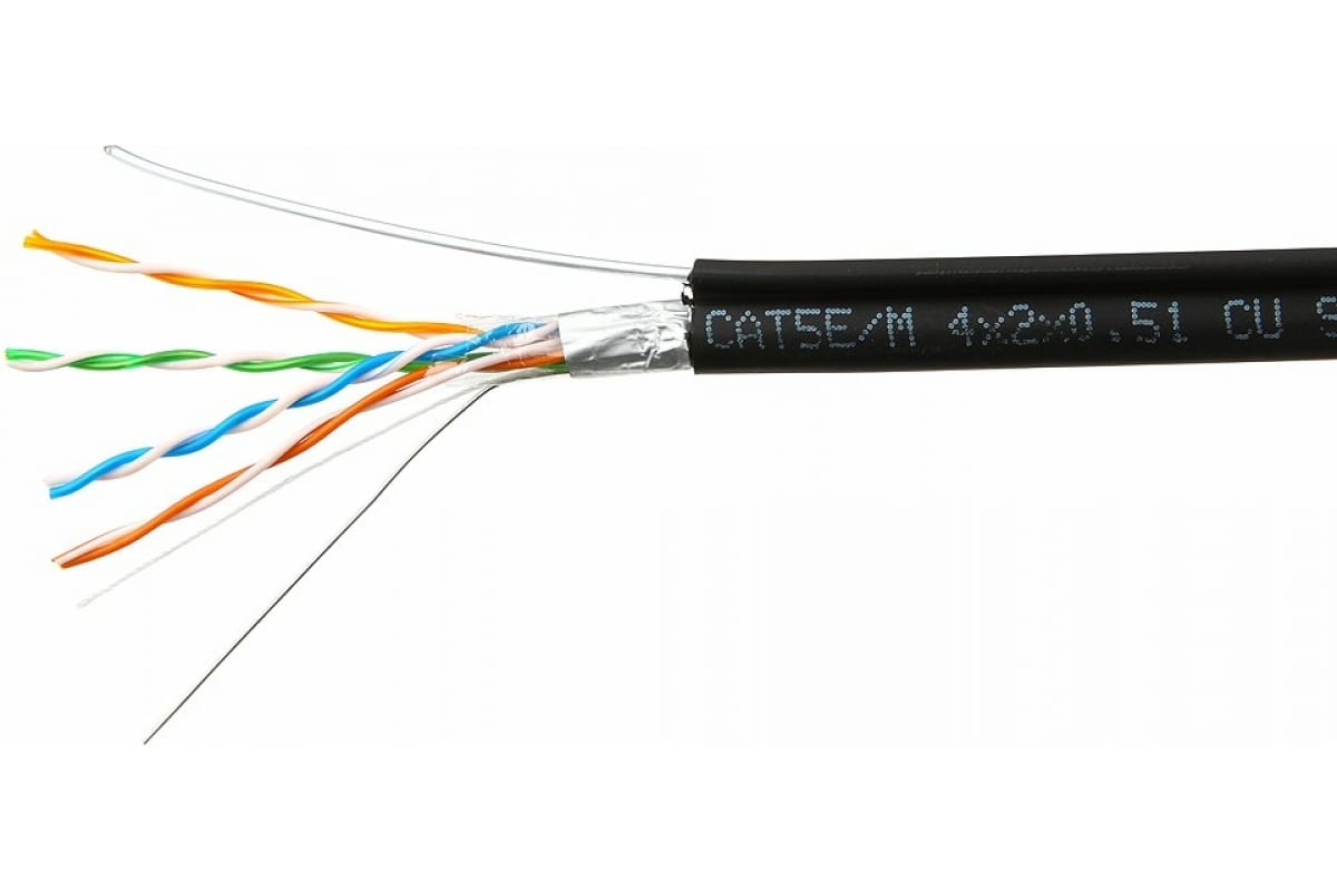 skynet кабель utp outdoor 4x2x0 51 медный fluke test кат 5e однож 305м box [csp utp 4 cu out] Кабель SkyNet Premium FTP outdoor 4x2x0,51 на тросу, медный, FLUKE TEST, кат.5e, однож., 3