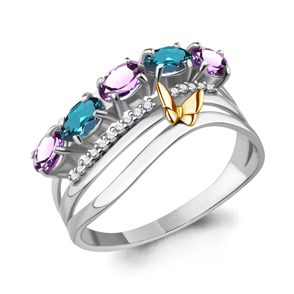 

Кольцо из серебра р. 17,5 AQUAMARINE 6571632А_925_р, 6571632А_925_р