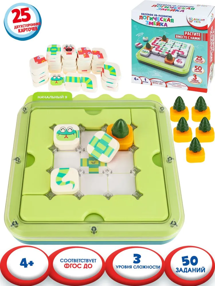 

Головоломка BRIGHT KIDS Веселое IQ-развитие Логическая змейка зеленый