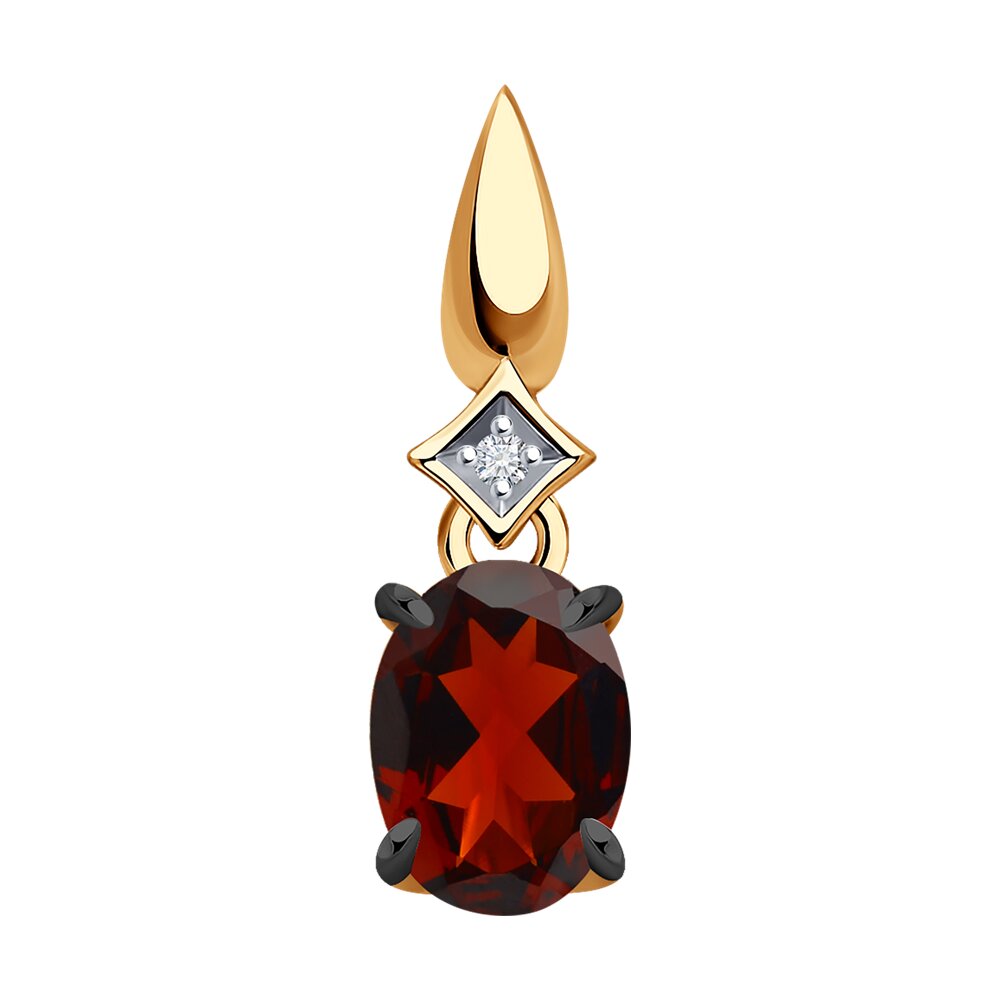 

Кулон из красного золота Diamant 51-330-01919-3, фианит\гранат, 51-330-01919-3