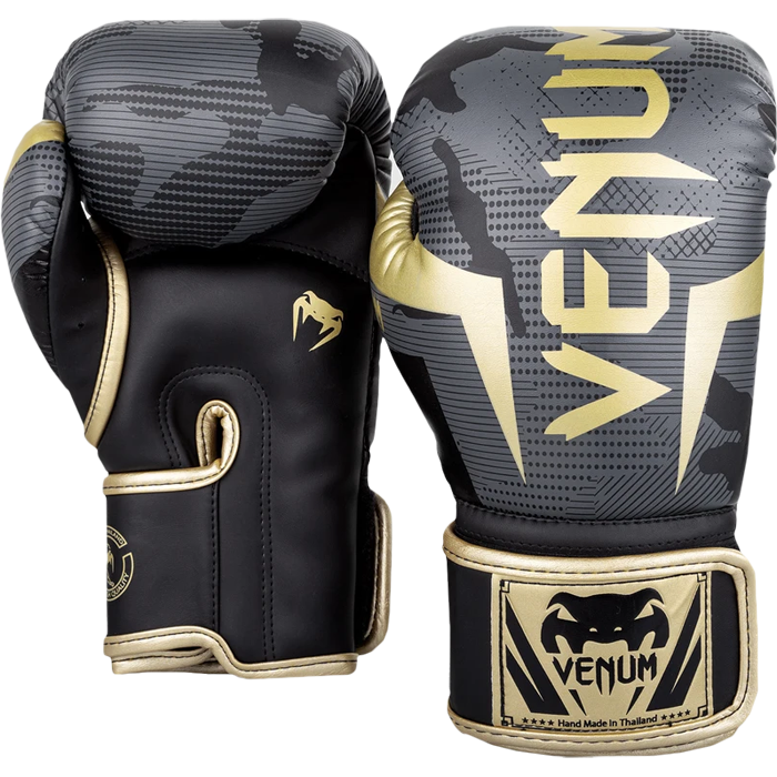 

Перчатки Venum Elite Dark Camo/Gold 10 oz, Черный;серый;золотистый