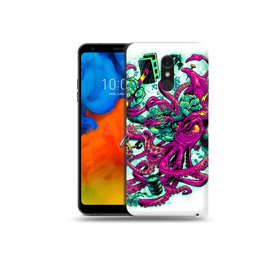 

Чехол MyPads Tocco для LG Q Stylus фиолетовый кракен, Прозрачный, Tocco