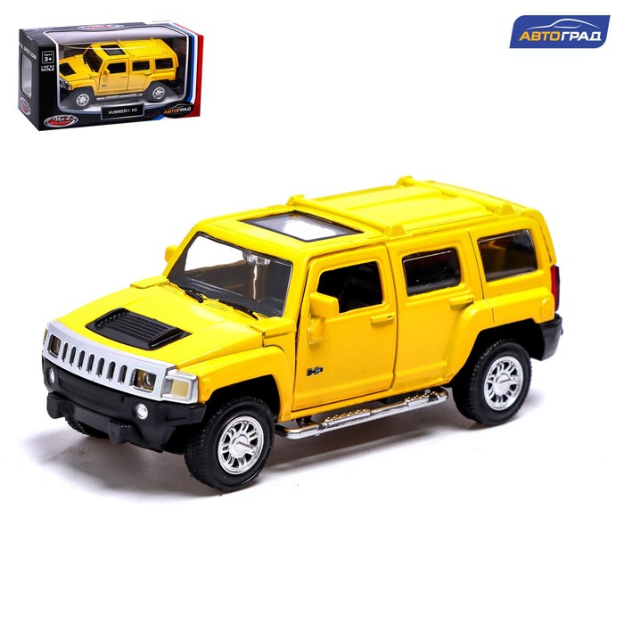 

Машина металлическая HUMMER H3, 1:43, инерция, открываются двери, цвет жёлтый, Металлический транспорт