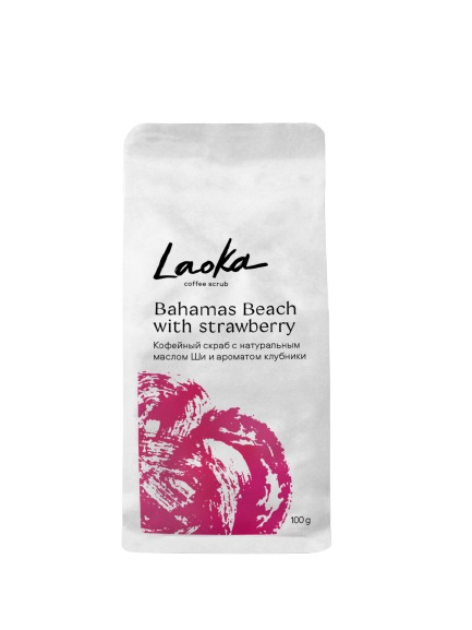 Кофейный скраб Laoka для тела с натур. маслом ши и ароматом клубники Bahamas Beach 100 г