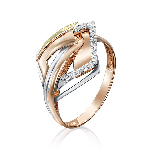 

Кольцо из комбинированного золота с фианитом р. 19 PLATINA jewelry 01-5125-00-401-1113-66, 01-5125-00-401-1113-66