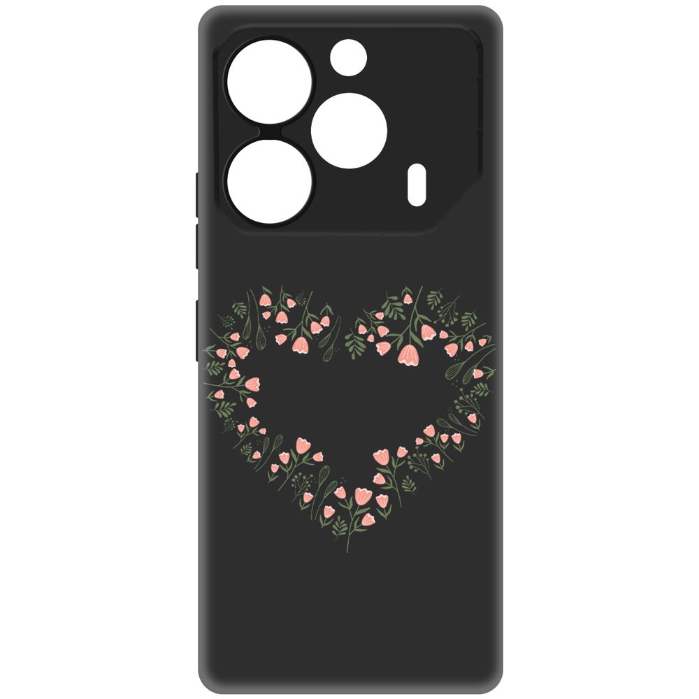 

Чехол-накладка Krutoff Soft Case Цветочное сердце для TECNO Pova 6 Pro черный