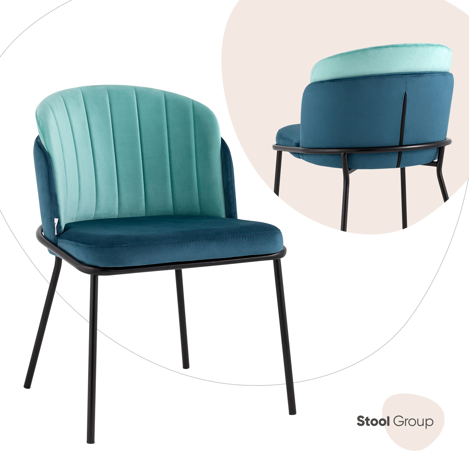 

Стул для кухни Stool Group Дабл велюр синий с голубой вставкой, дабл
