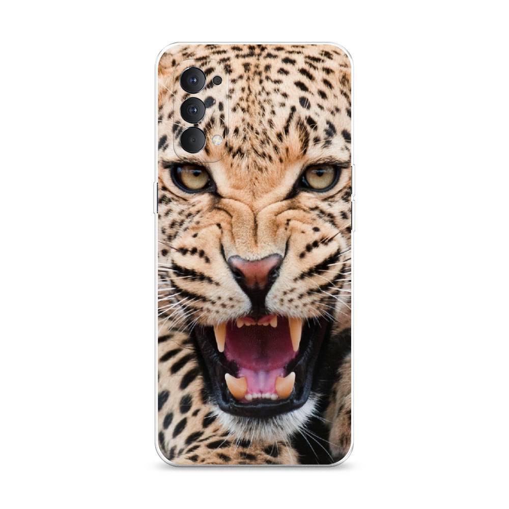 

Чехол на Oppo Reno 4 4G "Леопард 3d", Бежевый;черный, 259450-6