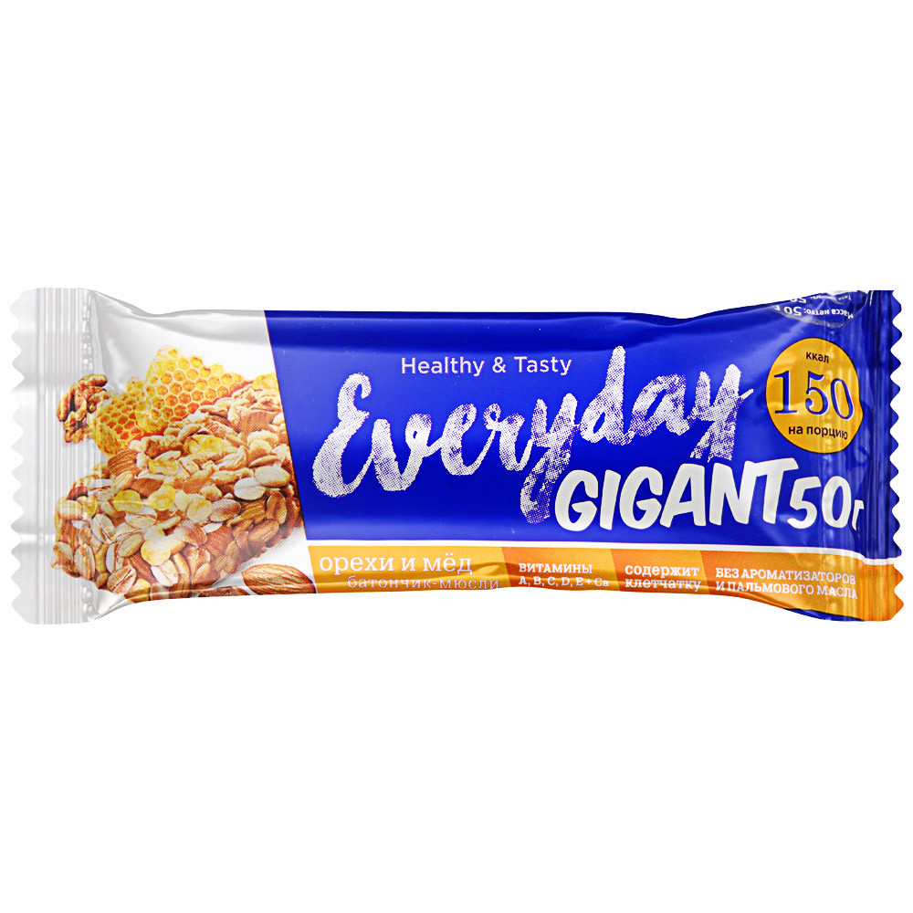 Батончик-мюсли Everyday Gigant с орехами и медом 50 г