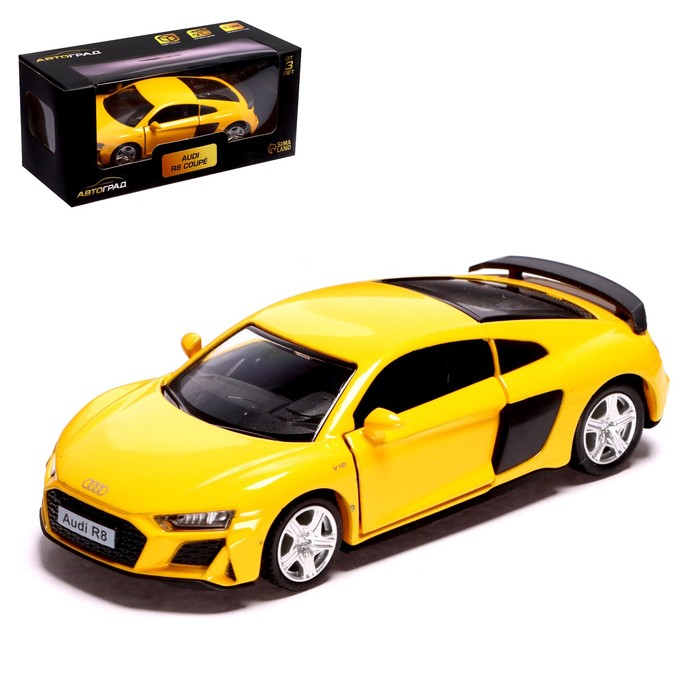 

Машина металлическая AUDI R8 COUPE, 1:32, инерция, открываются двери, цвет жёлтый, Металлический транспорт
