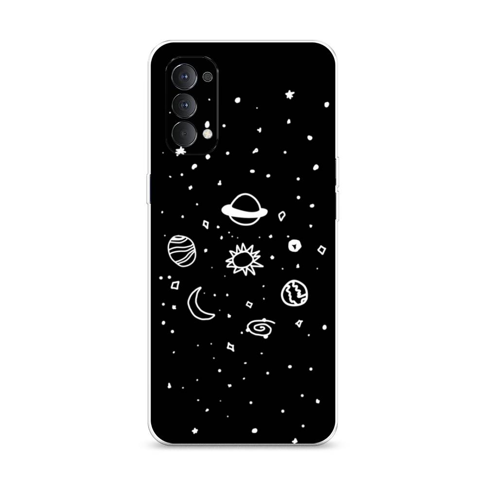 

Чехол на Oppo Reno 4 4G "Дудл солнечной системы", Бежевый;серый, 259450-2