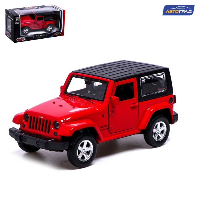 

Машина металлическая JEEP WRANGLER, 1:42, инерция, открываются двери, цвет красный, Металлический транспорт