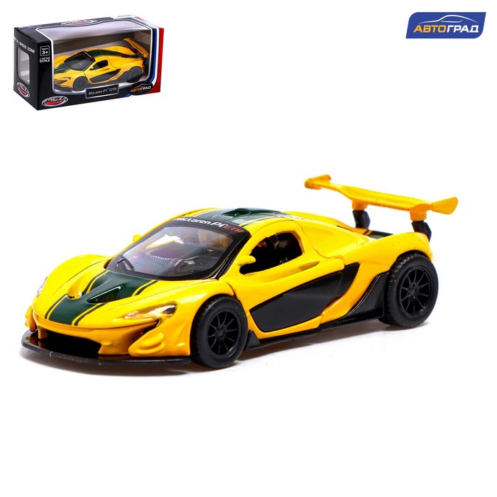 фото Машина металлическая mclaren p1 gtr, 1:40, инерция, открываются двери, цвет жёлтый автоград