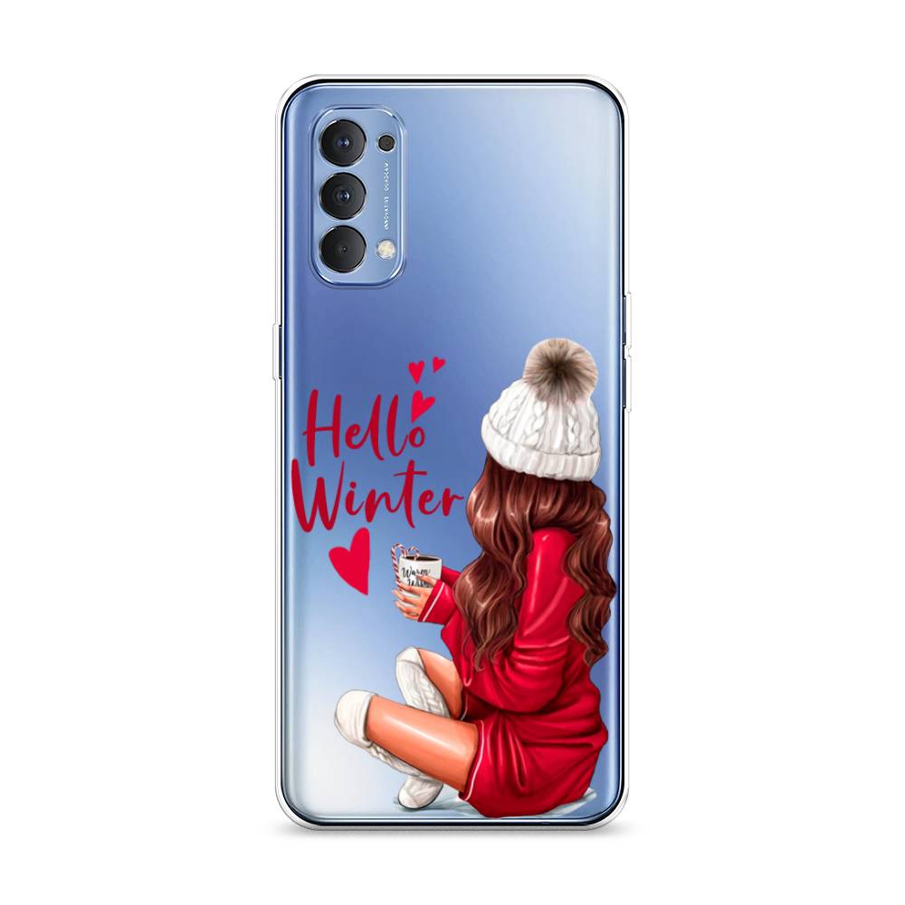 

Чехол на Oppo Reno 4 4G "Hello winter", Красный;белый;коричневый, 259450-5
