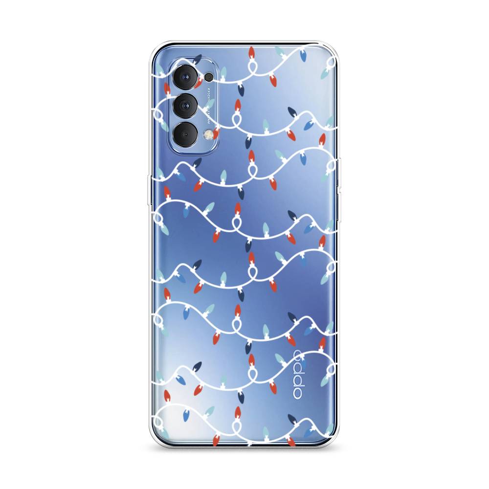 

Чехол на Oppo Reno 4 4G "Разноцветная гирлянда", Белый;красный;синий, 259450-5