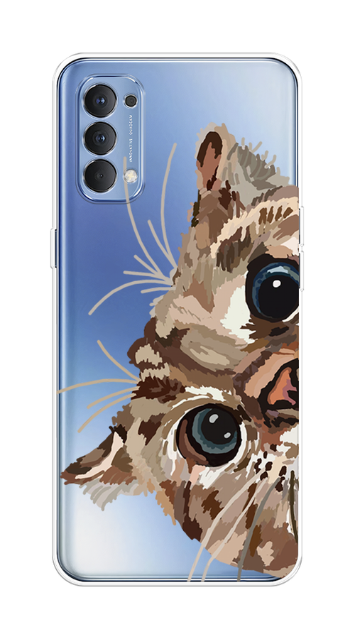 

Чехол на Oppo Reno 4 4G "Любопытный кот", Коричневый;синий;черный, 259450-1