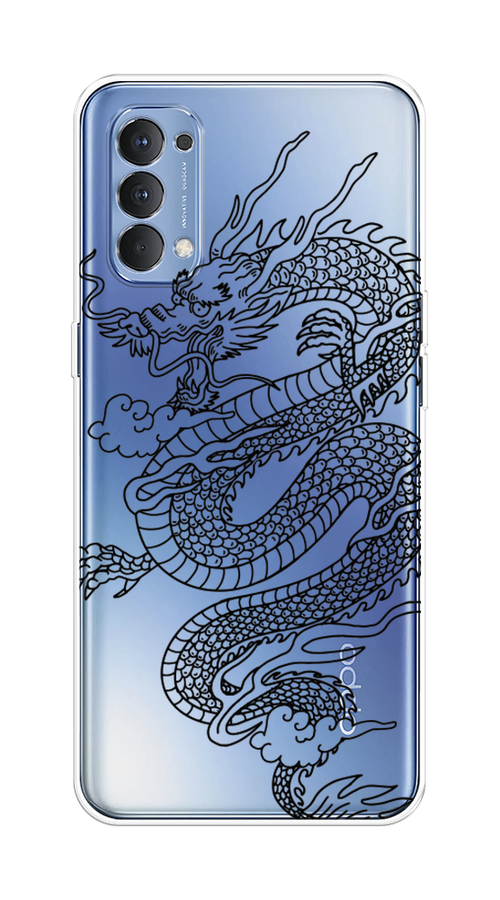 

Чехол на Oppo Reno 4 4G "Большой китайский дракон", Черный;серый, 259450-1