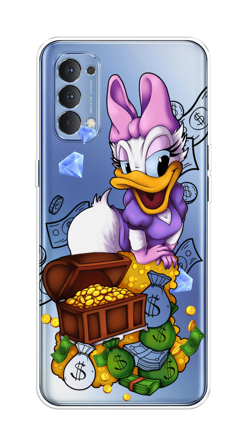 

Чехол на Oppo Reno 4 4G "Rich Daisy Duck", Коричневый;белый;фиолетовый, 259450-6