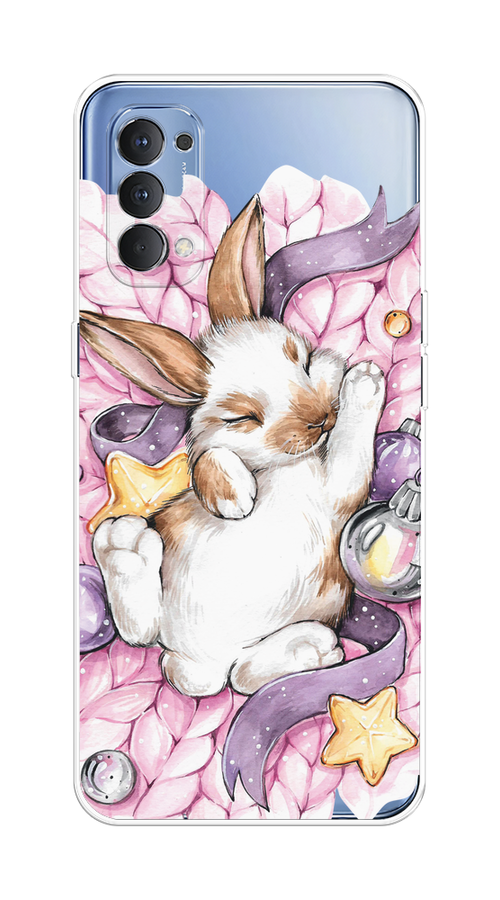 

Чехол на Oppo Reno 4 4G "Кролик спит", Розовый;белый, 259450-5